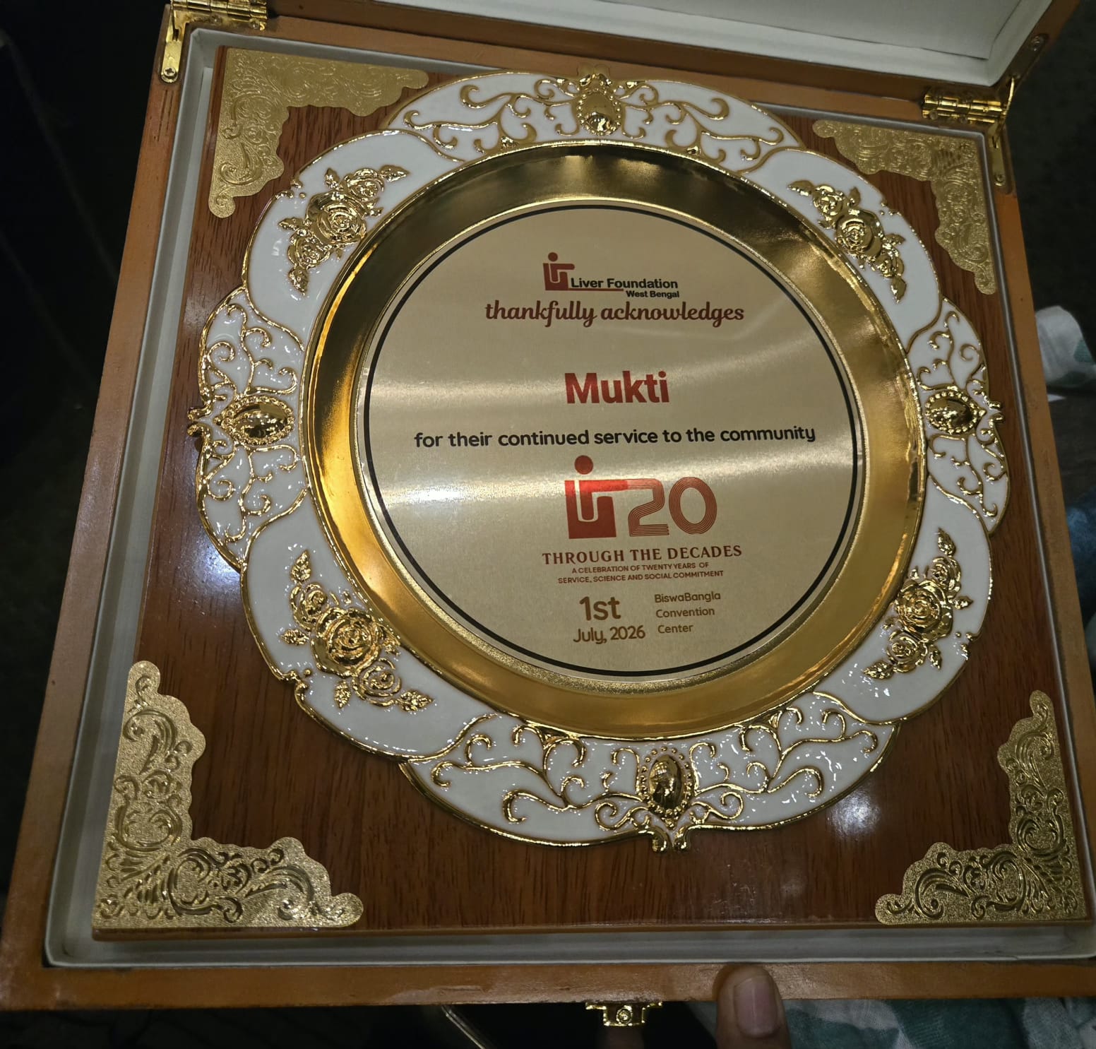 Mukti Honoured By Liver Foundation For Two Decades Of Community Service