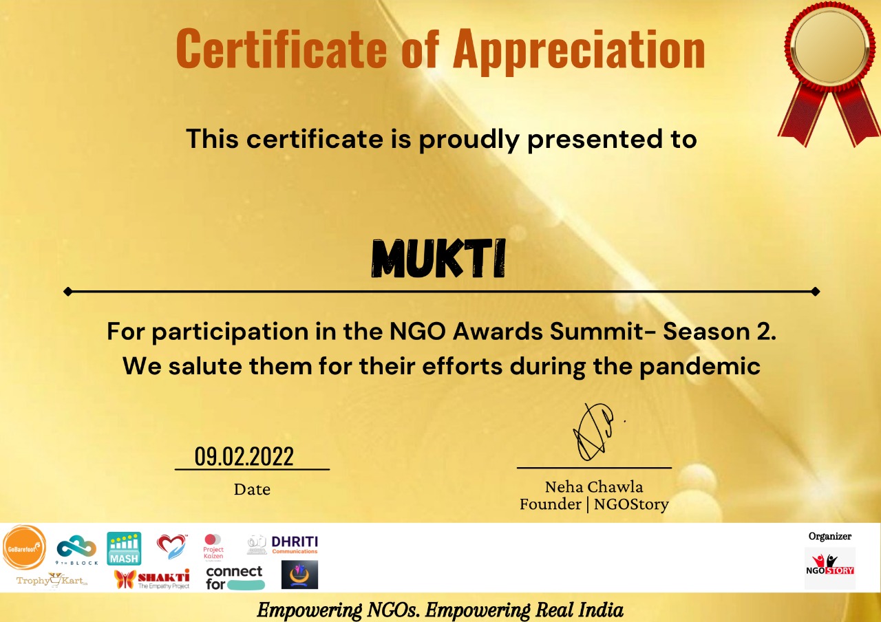 Mukti Receives Certificate of Appreciation from NGOStory